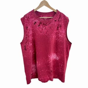Distressed Burgundy Sleeveless Top
